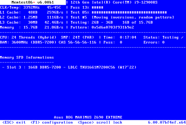 Memtest86+ v6 now supports Intel Raptor Lake, AMD Zen 4 CPUs + DDR5 RAM