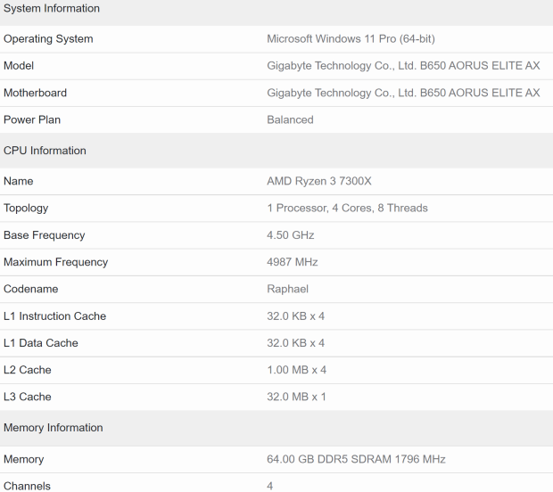 AMD's upcoming Ryzen 3 7300X (4C/8T) CPU spotted on Geekbench