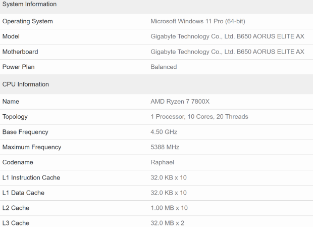 AMD's upcoming Ryzen 7 7800X (10C/20T) CPU spotted on Geekbench