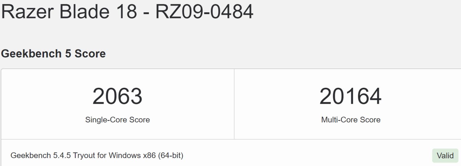 TweakTown Enlarged Image - Intel's purported Core i9-13900HX CPU benched with Geekbench (source: Geekbench)