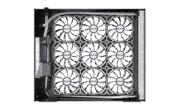 Bykski's new gigantic external raditor with 9 fans can cool 4 x GPUs at once