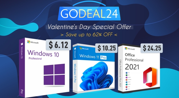 GoDeal24 Valentine's Day Sale: buy a genuine copy of Windows 10 for just $6.12