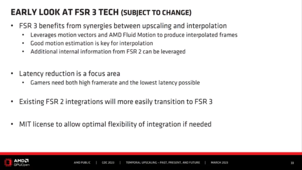 AMD FSR 3 presentation GDC 2023, image credit: AMD