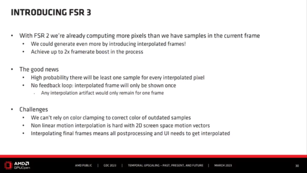 AMD FSR 3 presentation GDC 2023, image credit: AMD