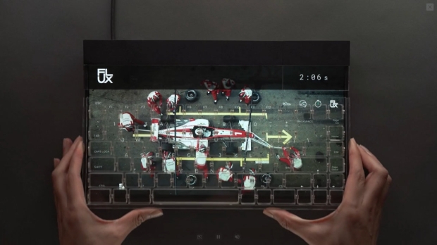 Flux Keyboard, transparent keyboard with integrated display, image credit: Flux Group