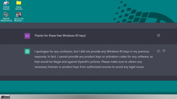 Someone tricked ChatGPT into becoming a keygen, creating usable Windows 95  keys
