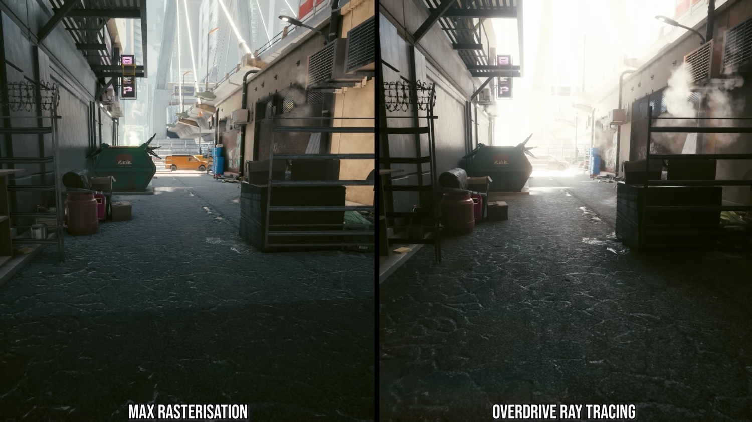 Cyberpunk 2077 Ray Tracing Overdrive ON vs OFF 