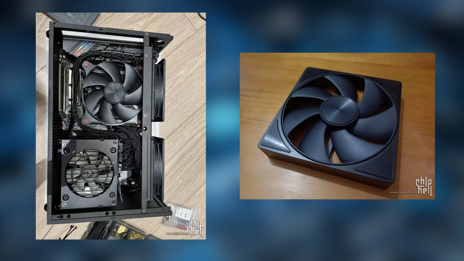 TweakTown Enlarged Image - GeForce RTX 4090 axial fans used to cool a CPU, image credit: Chiphell.