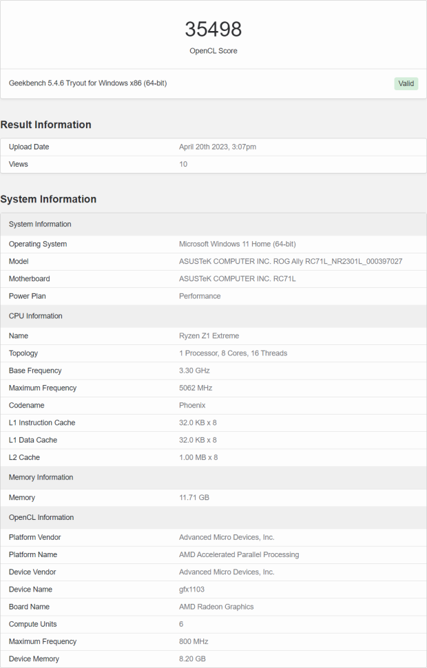 ASUS ROG Ally with AMD Ryzen Z1 Extreme Phoenix APU leaks out 