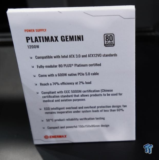 TweakTown Enlarged Image - Specs of Enermax's PlentiMax Gemini 1200w Platinum ATX3.0/ATX12VO PSU