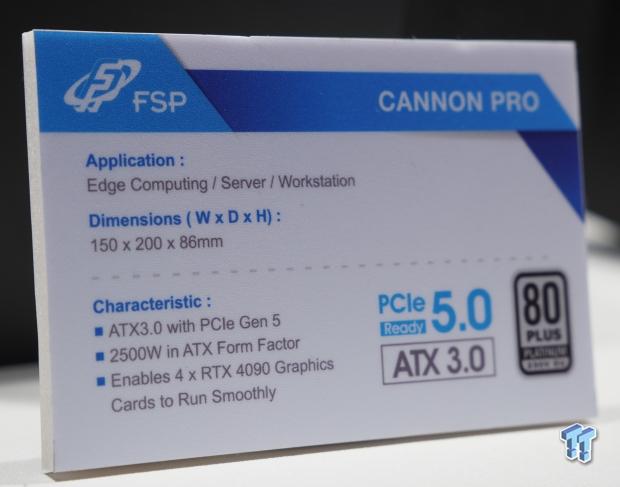 TweakTown Enlarged Image - Specs of FSP's Cannon Pro 2500 watt ATX 3.0 PSU