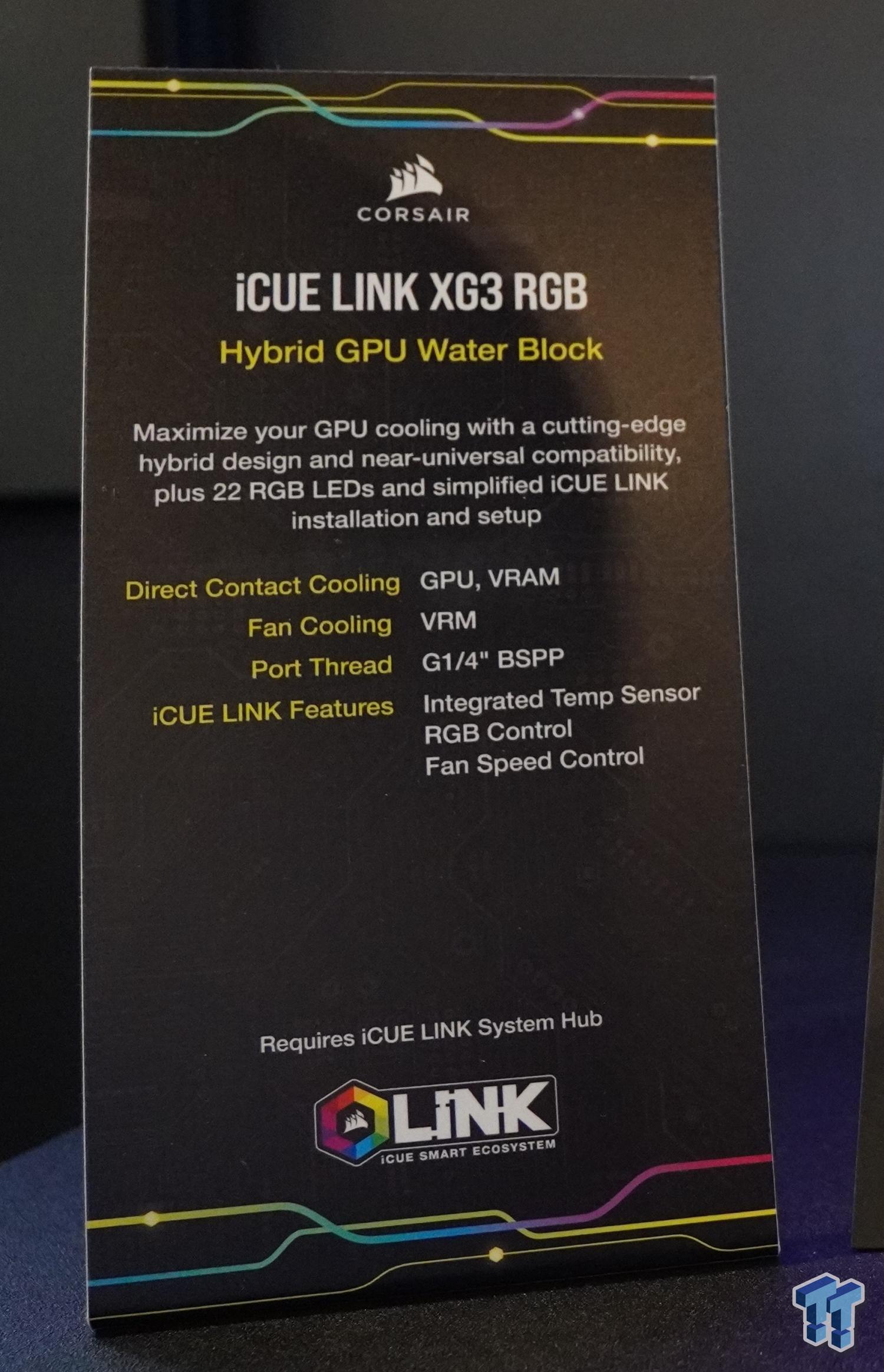 TweakTown Enlarged Image - Specs of Corsair's new hybrid GPU waterblock, the XG3.