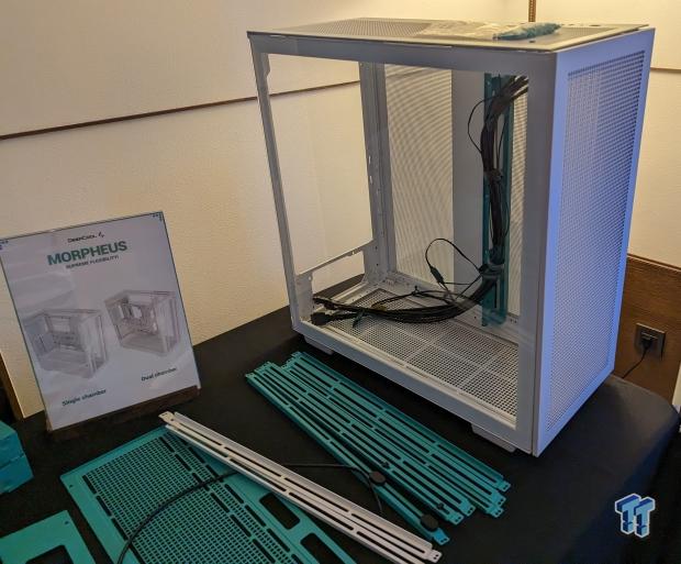 The new Morpheus mid-tower ATX case, a white model with no installed hardware in a single chamber configuration. The new Morpheus mid-tower ATX case, a white model with no installed hardware in a single chamber configuration.