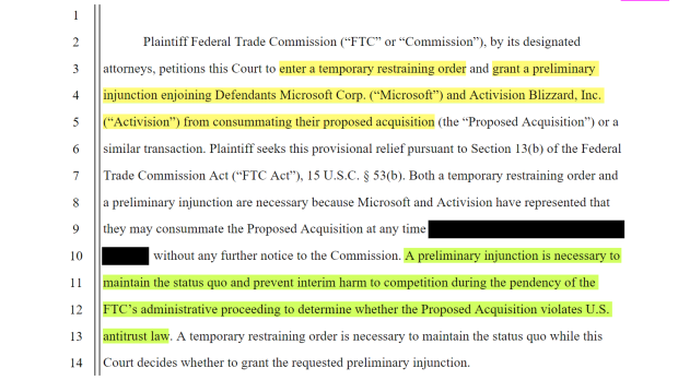 FTC asks court to halt Microsoft's acquisition of Activision, Business
