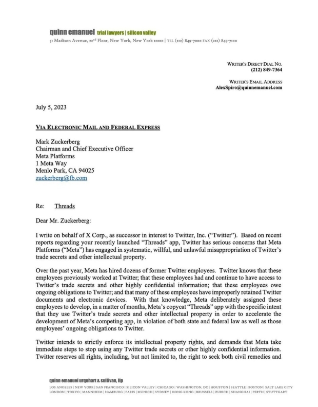 Twitter lawyers claim Meta built Threads with illegal trade secrets and former Twitter staff 1655 Twitter lawyers claim Meta built Threads with illegal trade secrets and former Twitter staff 1655