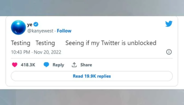 What was Kanye West's Twitter account has been reactivated under two  conditions