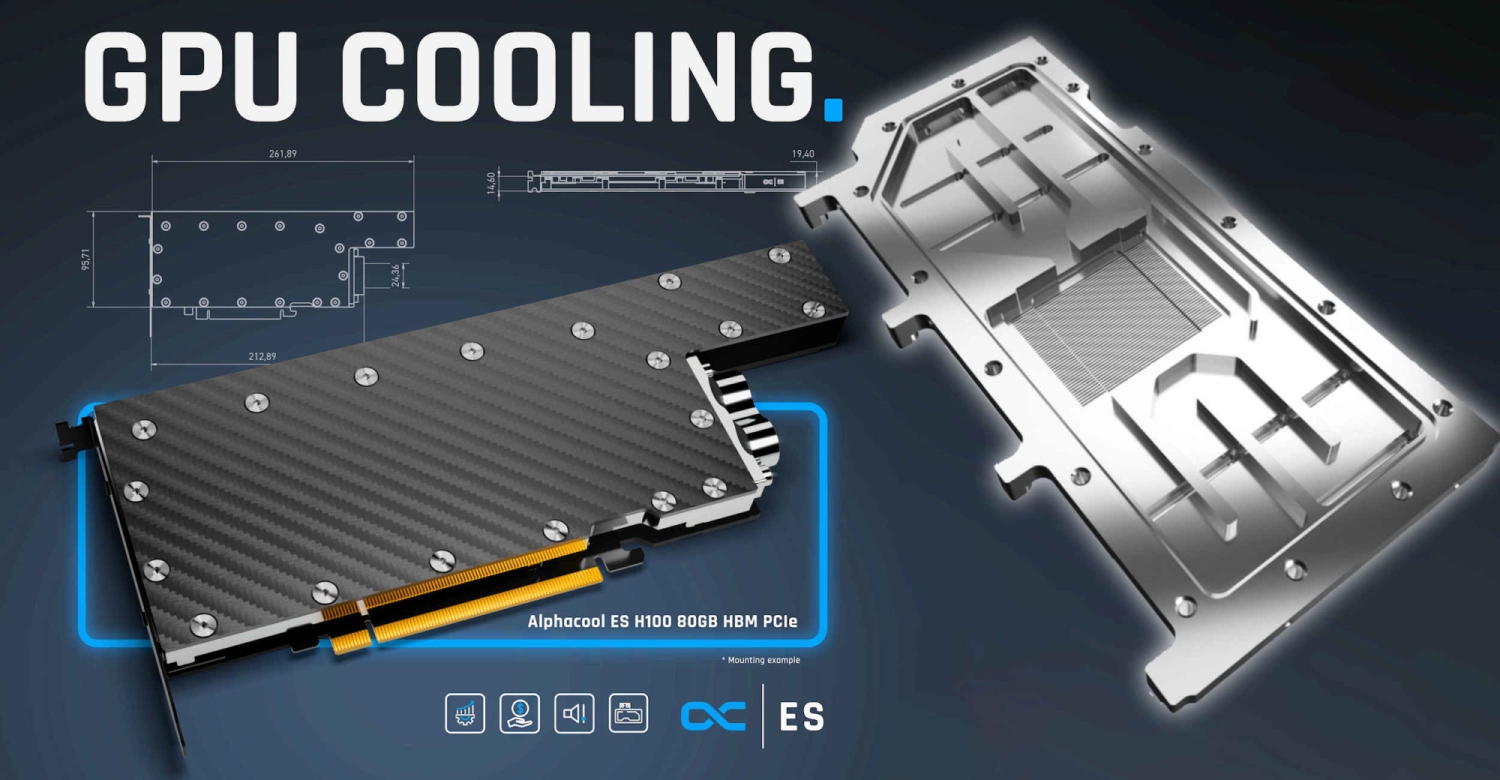 Alphacool unveils new singleslot water block for NVIDIA Hopper H100 PCIe GPU