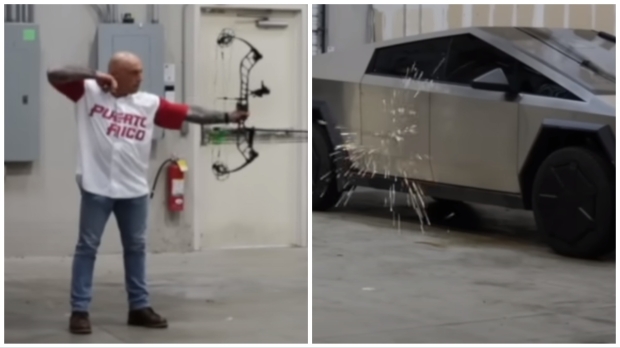 Elon Musk lets Joe Rogan fire an arrow at his Cybertruck to test if its ...