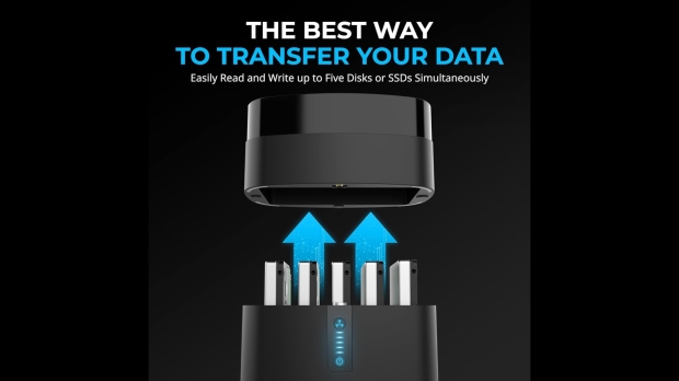 Sabrent 5-Bay USB-C Docking Station for 2.5" SATA HDDs and SSDs (DS-5R15), image credit: Sabrent. Sabrent 5-Bay USB-C Docking Station for 2.5" SATA HDDs and SSDs (DS-5R15), image credit: Sabrent.