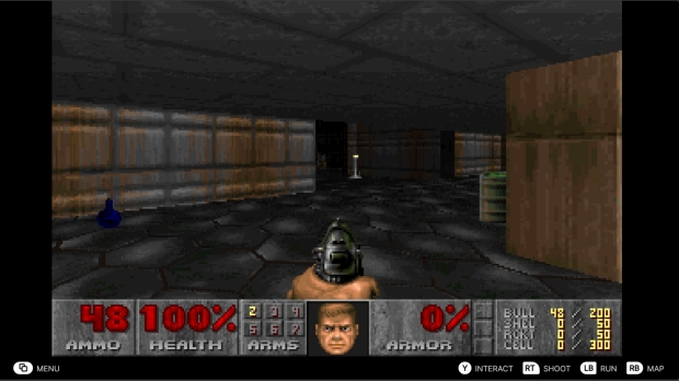 Playing the original MS-DOS version of Doom with a controller in Edge, thanks to DOS-Deck.