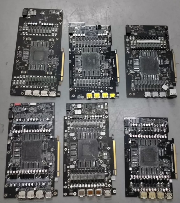 A bunch of disassembled RTX 4090 cards, ready to be turned into AI GPUs (source: Baidu)