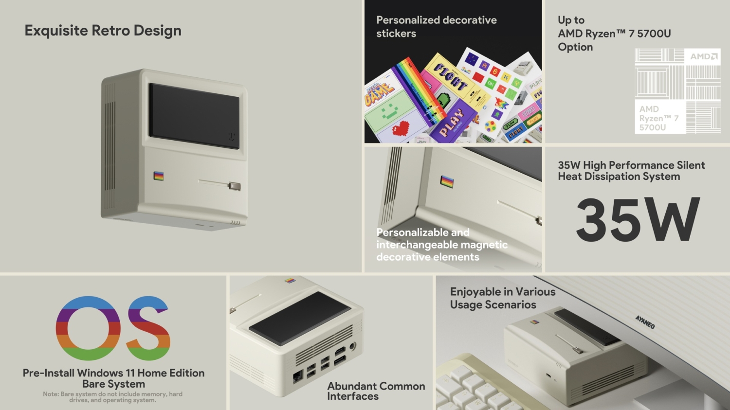 AYANEO Retro Mini PC AM01 looks like a classic Mac, with up