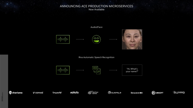 Facial animation is generated on-the-fly with Audio2Face.