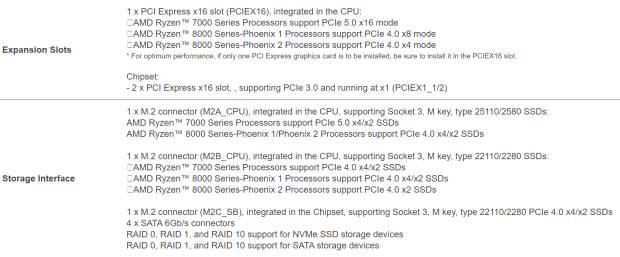 AMD Ryzen 8000G desktop APU series support (source: GIGABYTE) AMD Ryzen 8000G desktop APU series support (source: GIGABYTE)