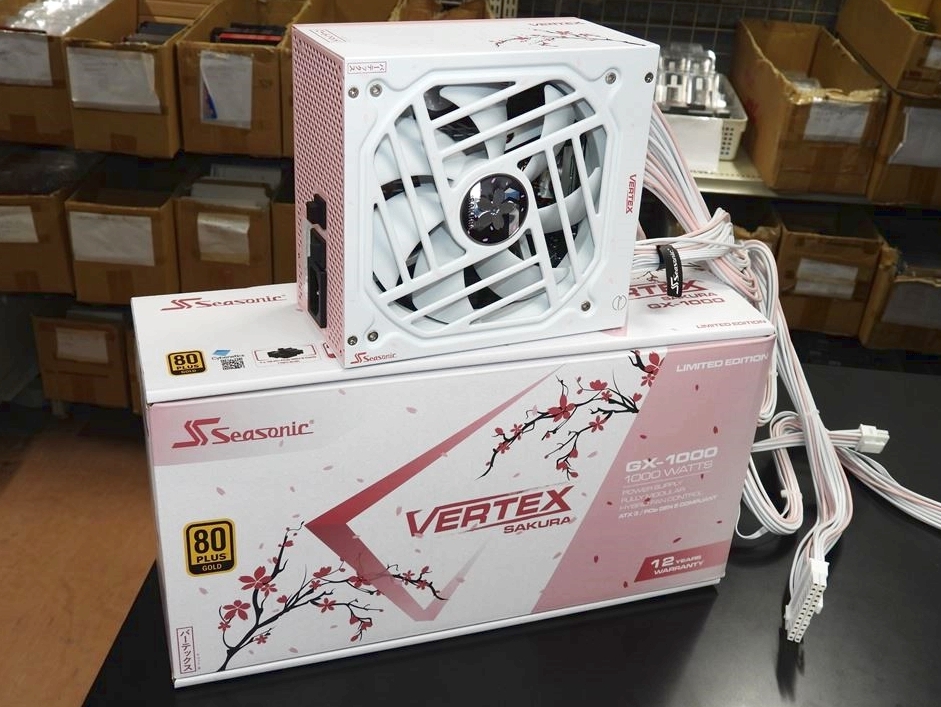 TweakTown Enlarged Image - Seasonic's new VERTEX-GX-1000 SAKURA Edition PSU (source: GDM)