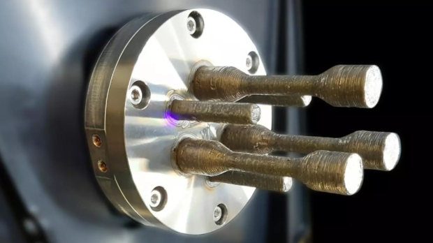 One of the first metal 3D specimens to be printed on board the ISS, image credit: ESA