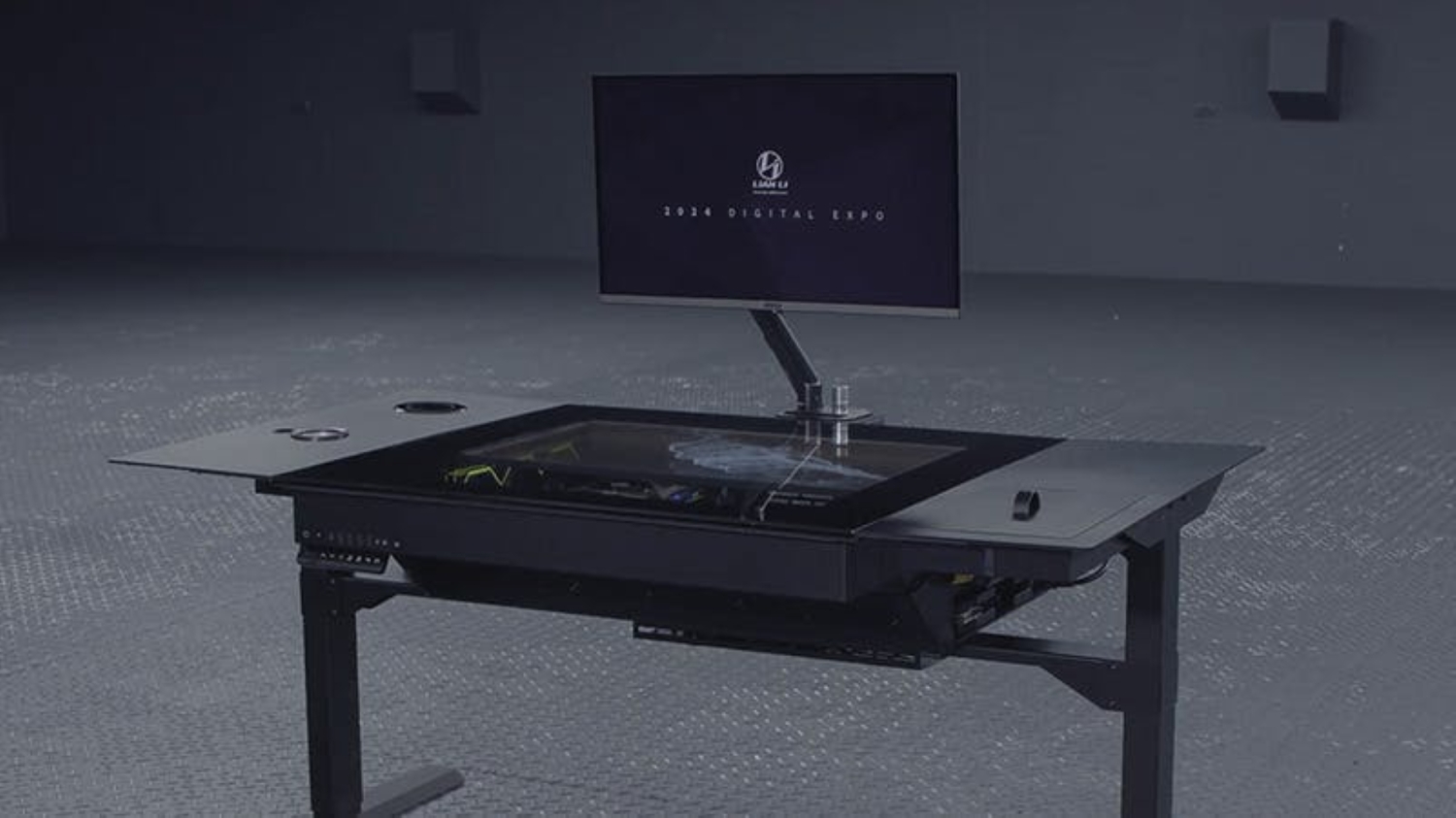 This Lian Li standing desk could replace your gaming PC case and monitor,  all while giving space age realness