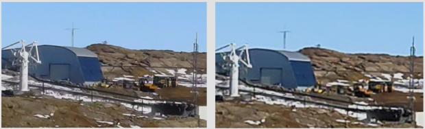 Video quality comparison with 8K on the left, 2K on the right (source: KDDI)