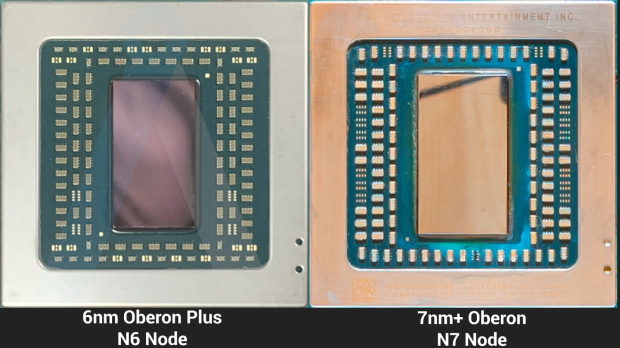 Launch PS5's "Oberon" SoC 7nm+ (left) vs "Oberon Plus" PS5 Slim SoC 6nm (right)