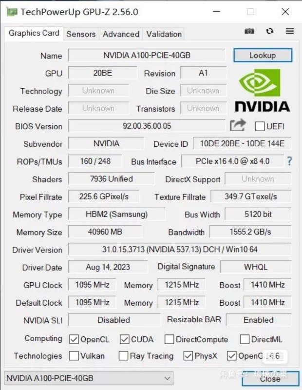 GPU AI NVIDIA A100 7936SP 96 GB + 40 GB (fonte: Jiacheng Liu)