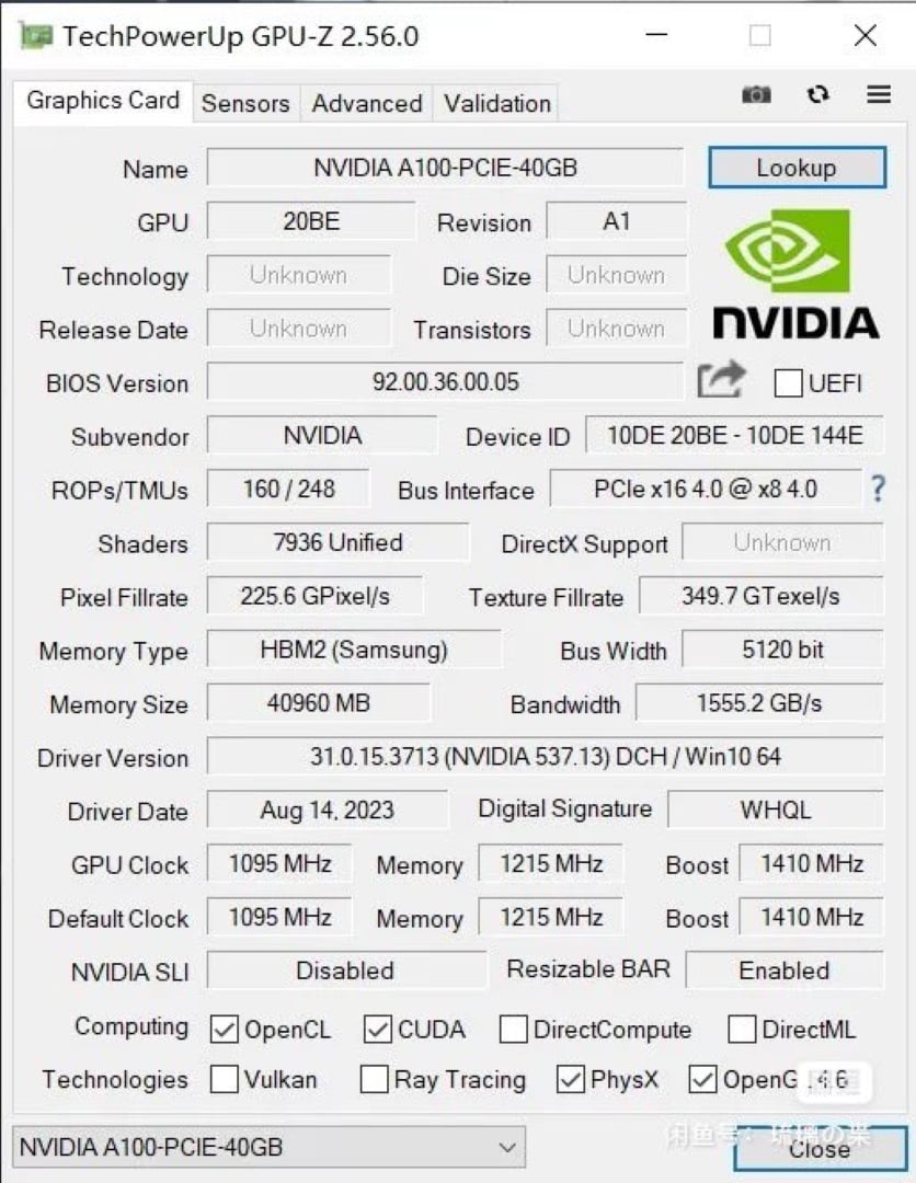 NVIDIA A100 AI GPU in beefed-up, higher-spec form found in