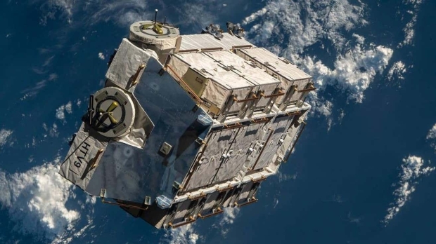 The cargo pallet being jettisoned from the ISS