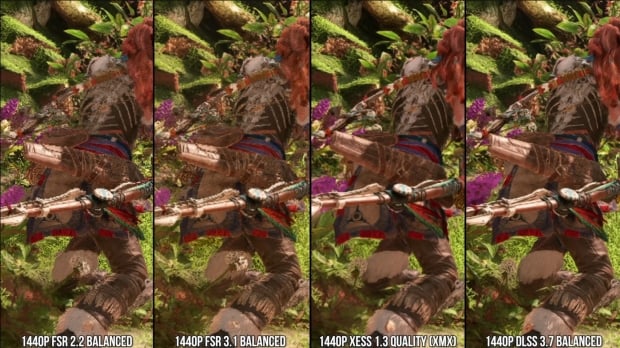 Moving objects with AMD FSR 3.1 look pixelated and noisy compared to DLSS and XeSS, image credit: YouTube/Digital Foundry.