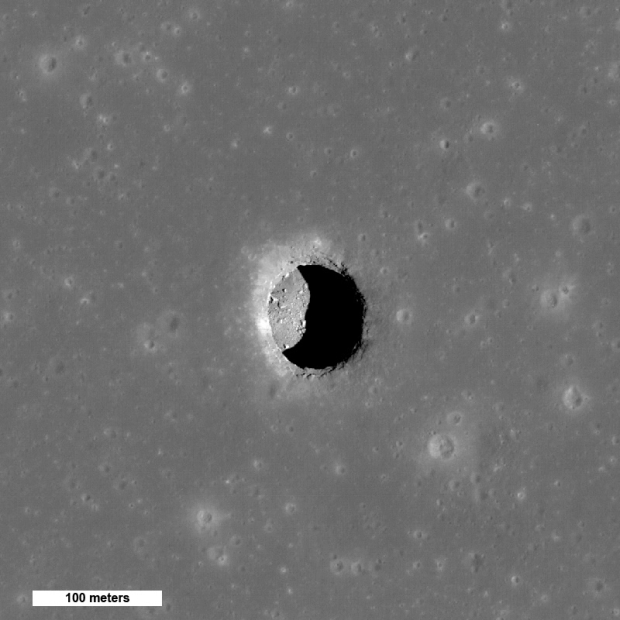Lunar Reconnaissance Orbiter (LRO) looking at the empty lava tube