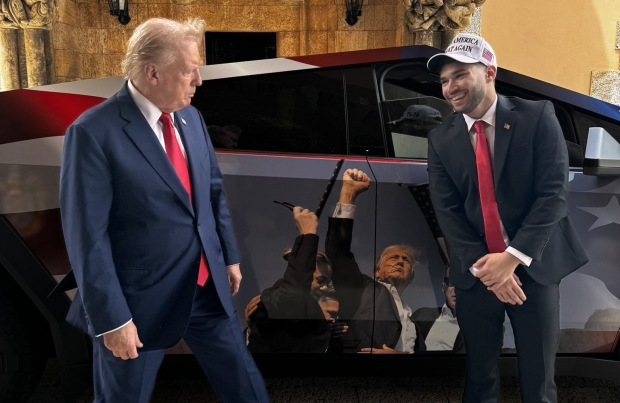 Kick streamer Adin Ross gives President Trump custom Tesla Cybertruck, vibes to tunes with him