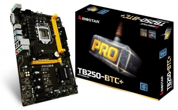 BIOSTAR introduces the world's first 8-slot PCI-e mining motherboard with the TB250-BTC+ 332