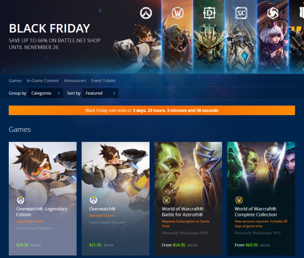 Open enlarged image Blizzard Black Friday - Big Deals on Games & Gear, Plus Overwatch Free Trial!Blizzard Black Friday - Big Deals on Games & Gear, Plus Overwatch Free Trial! | TweakTown.com