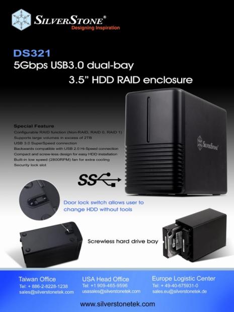 SilverStone Release the stylish DS321 5Gbps USB3.0 dual-bay 3.5-inch Dual Bay Enclosure 05