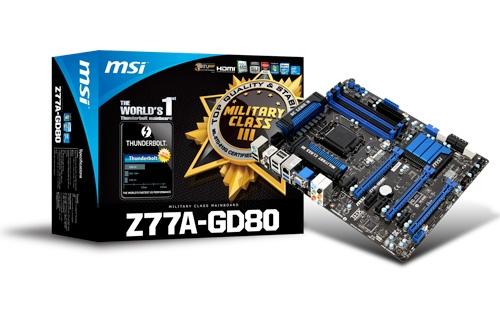 MSI debuts Z77A-GD80, the world's first mainboard with next-generation Thunderbolt transfer interface. 03 MSI debuts Z77A-GD80, the world's first mainboard with next-generation Thunderbolt transfer interface. 03
