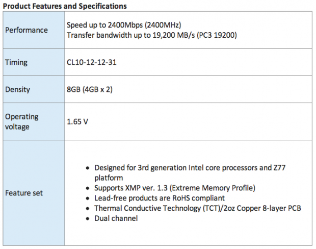 Open enlarged image ADATA Introduces XPG Gaming v2.0 Series DDR3 2400G 100