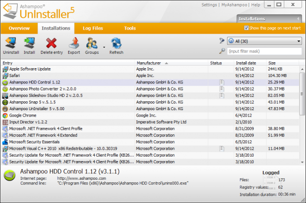 Uninstalling applications has never been easier, no hassle, no leftovers - with Ashampoo UnInstaller 5 08
